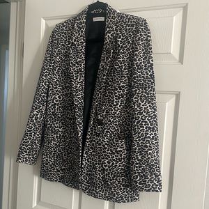 Anine Bing Madeline Blazer Leopard Print Size XS Oversized Stretch